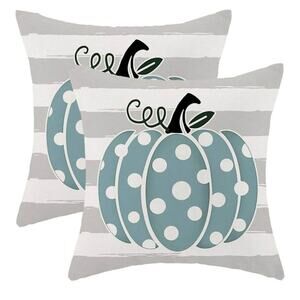 New: 2‎ pk teal pumpkin pillow covers; boho; pumpkin; fall decor